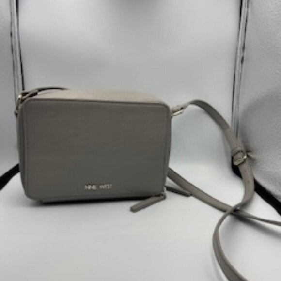 Nine West Gray Small Squared Cross Body Bag with Studs - Picture 1 of 8